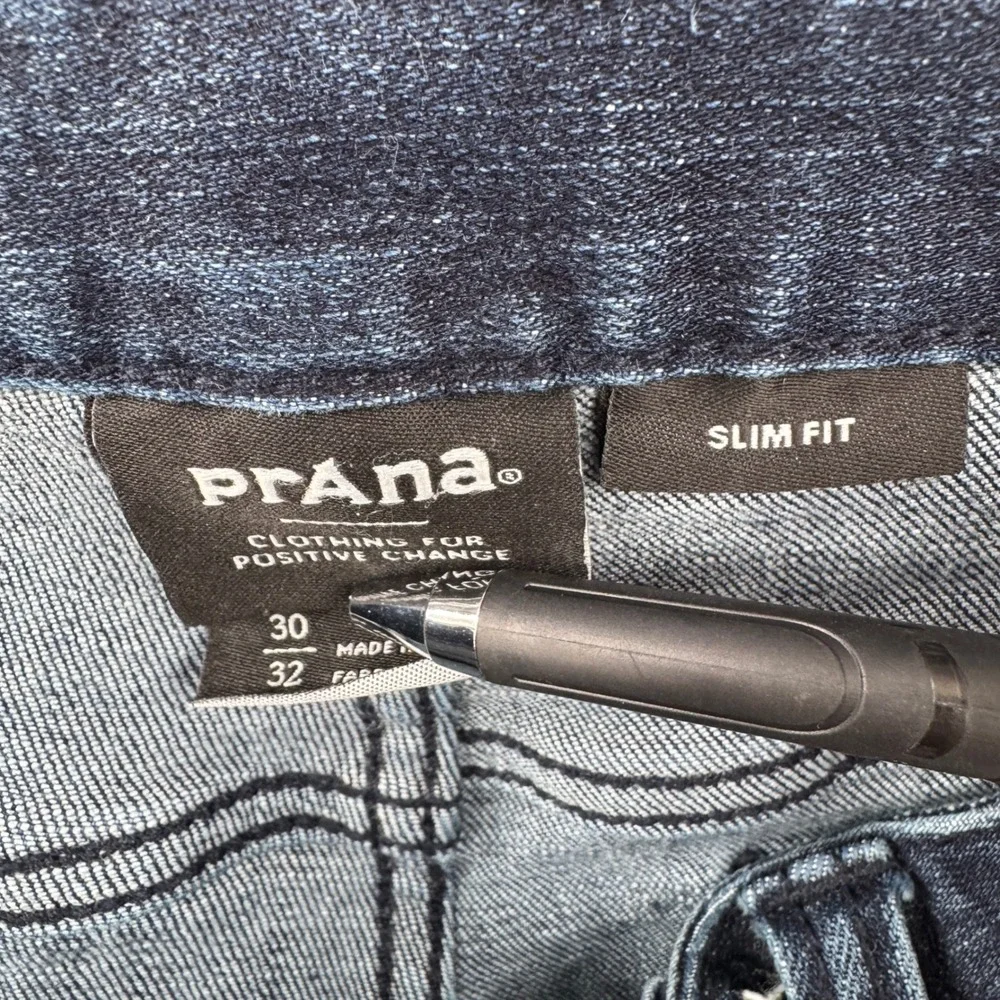 Prana Jeans‎ Mens Size 30x32Slim Fit Dark Wash Denim